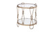 23" Gold Mirrored And Metal Round End Table With Shelf