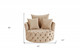 43" Beige Velvet Tufted Swivel Barrel Chair And Toss Pillows