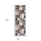 8' Gray Tan And Brown Patchwork Runner Rug