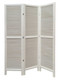 67" White Wood Folding Three Panel Screen Room Divider