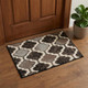 2' X 3' Brown Black And Ivory Quatrefoil Distressed Area Rug