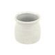 White Ceramic 25 Ounce Striped Round Distressed Pot Planter