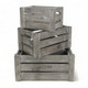 Set of Three Gray Nesting Solid Wood And Metal Crate