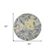7' Blue Green And Beige Wool Tropical Botanical Hand Tufted Round Rug