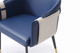 Blue Beige and Black Upholstered Faux Leather Dining Arm Chair