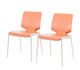 Set of Two Terra Cotta And Silver Upholstered Faux Leather Dining Side Chairs