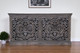 71" Gray Distressed Solid Wood Carved Floral Sideboard with Four Doors