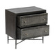 28" Dark Brown Solid Wood Two Drawer Nightstand