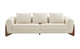 100" Cream Fabric Sofa With Wood Brown Legs