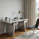 60" Silver Aluminum Writing Desk With Two Drawers