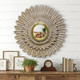 44" Antiqued Gold Sunburst Wood and Metal Framed Accent Mirror