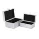 Set of Two Silver Nesting Wood And Mirrored Glass Organizing Box With Lid