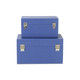 Set of Two Navy Blue Nesting Wood And Shagreen Organizing Box With Lid