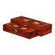 Set of Two Brown Nesting Wood Organizing Box With Lid