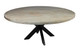 Seven Piece Gray and Black Round Solid Wood Dining Set with Six Chairs