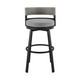 38" Light Gray Metal Swivel Low back Outdoor Bar Height chair with Footrest