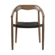 Set of Two 22" Black and Natural Wood Solid Wood Outdoor Dining Chairs