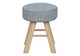 12" Gray Fabric and Natural Round Ottoman