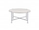36" White and Silver Metal Round Cross Legs Coffee Table