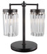 18" Black Iron Two Light Cylinder Bedside Table Lamp With Clear Cylinder Shade