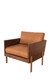 31" Brown Top Grain Leather And Solid Wood Arm Chair