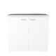 35" X 41" Brown And White Stainless Steel and Wood Counter And Utility Cabinet Utility Sink