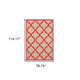 7' X 10' Red Geometric Stain Resistant Indoor Outdoor Area Rug