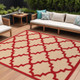 8' X 11' Red Geometric Stain Resistant Indoor Outdoor Area Rug