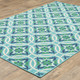 4' X 6' Blue and Green Geometric Stain Resistant Indoor Outdoor Area Rug