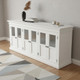 82" White Solid Wood Buffet Table With Six Doors