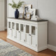 81" Black And White Solid Wood Buffet Table With Six Doors