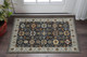 3' X 5' Blue Red Beige Yellow Grey Rust And Gold Oriental Power Loom Stain Resistant Area Rug With Fringe