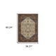 3' X 5' Ivory Beige Red Blue Gold Green And Navy Oriental Power Loom Stain Resistant Area Rug With Fringe