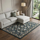 7' X 10' Navy Blue And Gold Oriental Area Rug