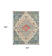 5' X 7' Blue Beige And Brick Red Jute Medallion Hand Woven Distressed Area Rug