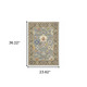 2' X 3' Blue Grey Gold Green Pink Orange Ivory And Red Oriental Power Loom Stain Resistant Area Rug With Fringe