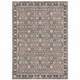 8' X 11' Charcoal Ivory and Beige Floral Power Loom Area Rug With Fringe