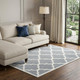 8' X 11' Gray And Ivory Geometric Shag Area Rug