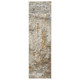 8' Beige Grey Brown Gold Red And Blue Abstract Power Loom Runner Rug With Fringe