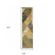 8' Blue And Beige Geometric Runner Rug