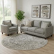 8' Ivory And Gray Round Abstract Hand Woven Area Rug