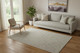 5' X 8' Tan And Ivory Wool Geometric Hand Woven Area Rug With Fringe