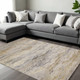 7' X 10' Gold Gray And Ivory Abstract Area Rug