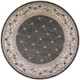 8' Gray And Ivory Floral Round Rug