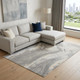 7' X 10' Gray Ivory And Blue Abstract Stain Resistant Area Rug
