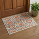 2' X 3' Orange and Ivory Wool Floral Hand Knotted Area Rug