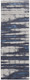 8' Ivory Blue And Gray Abstract Power Loom Distressed Runner Rug