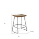 Set of Two 25" Chestnut and Black Solid Wood and Steel Backless Counter Height Bar Chairs