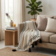 Black and White Woven Cotton Striped Throw Blanket
