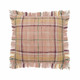 20" Pink And Yellow Cotton Plaid Throw Pillow with Fringe